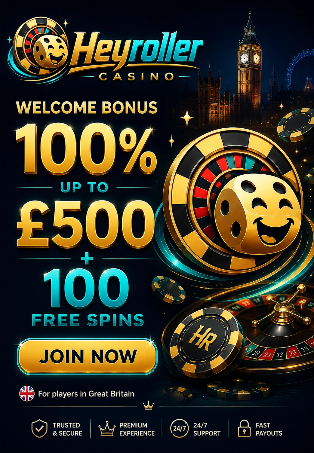 Heyroller Casino affiliate landing preview